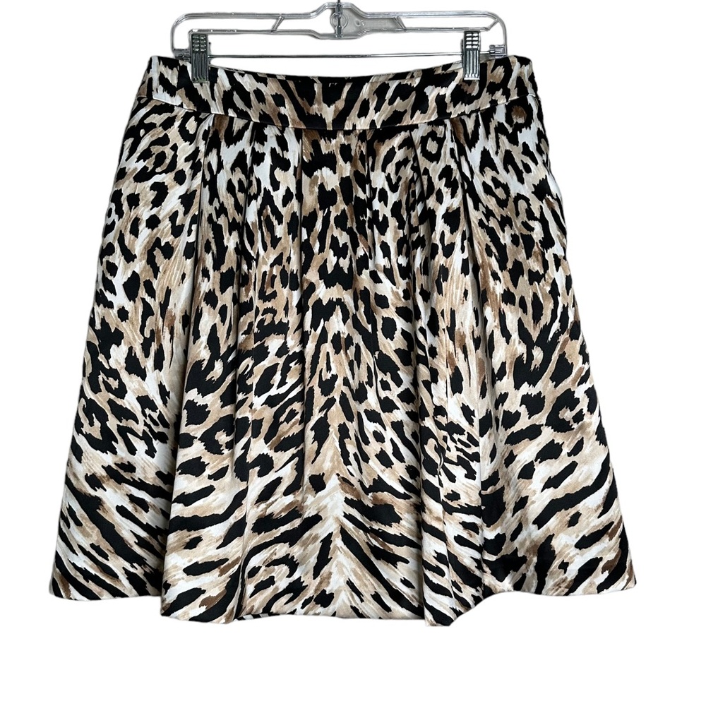 White House Black Market Sateen Leopard Print Skirt